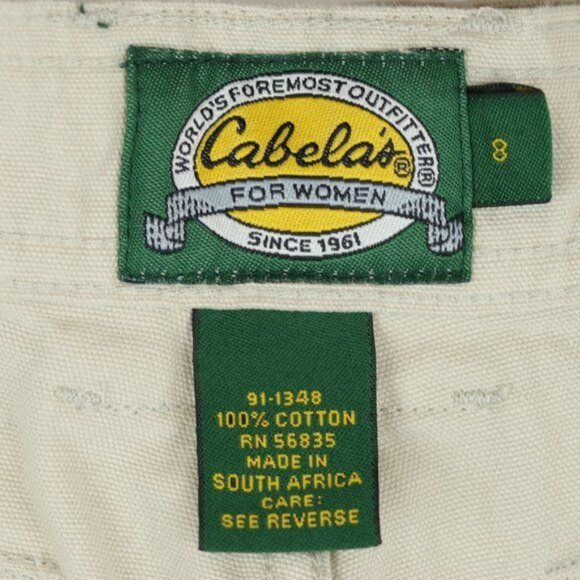 Cabela's Women's Size 8 Cream Cotton 8-Pocket Pleated High Waist Cargo Shorts - Picture 9 of 10